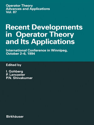 cover image of Recent Developments in Operator Theory and Its Applications